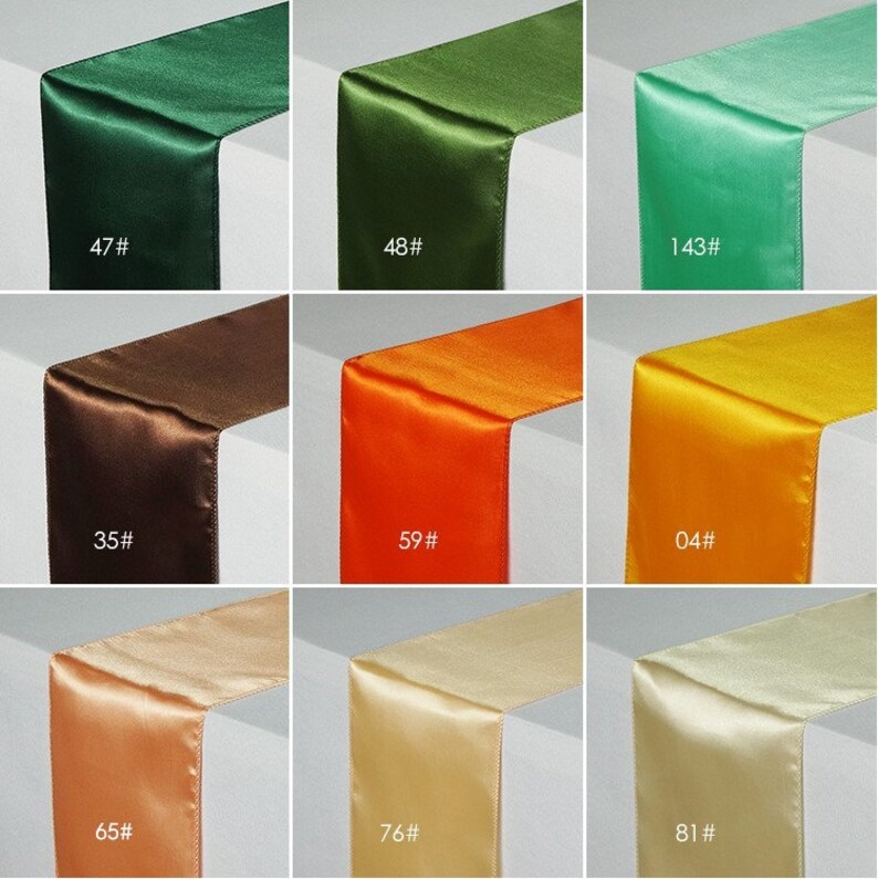 Green Peach Brown Satin Table Runner Chair Sashes Chair Bows Wedding Reception Birthday Decorations Anniversary Dinning Table Decoration