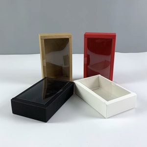 100pcs Clear PVC Lid Cover Paper Box Gift Box | Cosmetics Luxury Glass Candle Beauty Product Display Packaging Box | Wedding Party Favor Box