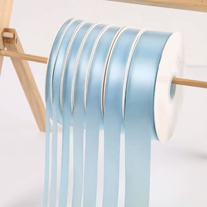 Baby Blue Satin Ribbon Roll En gros - Cadeau de Noel Wrapping Baby Shower Party Favors Chair Decorations Tags Ribbon Gift Box Ribbon