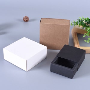 100 Kraft zwart wit mouw kartonnen papieren dozen cosmetica glas luxe kaars product verpakking verpakking doos | Bruiloft Partij Gunst Box