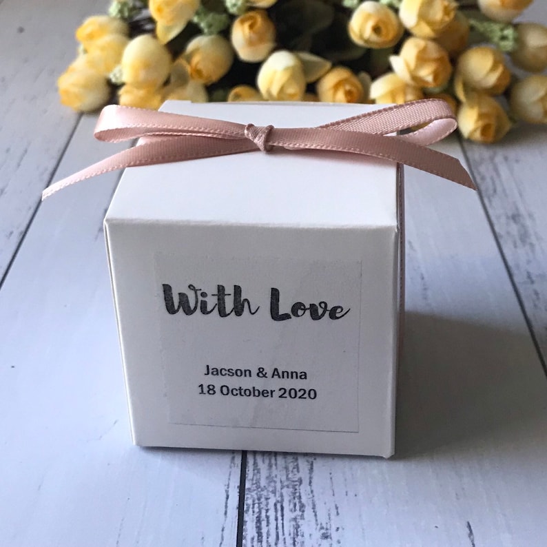 100pcs White Wedding Favor Box With Personalised Clear Etsy