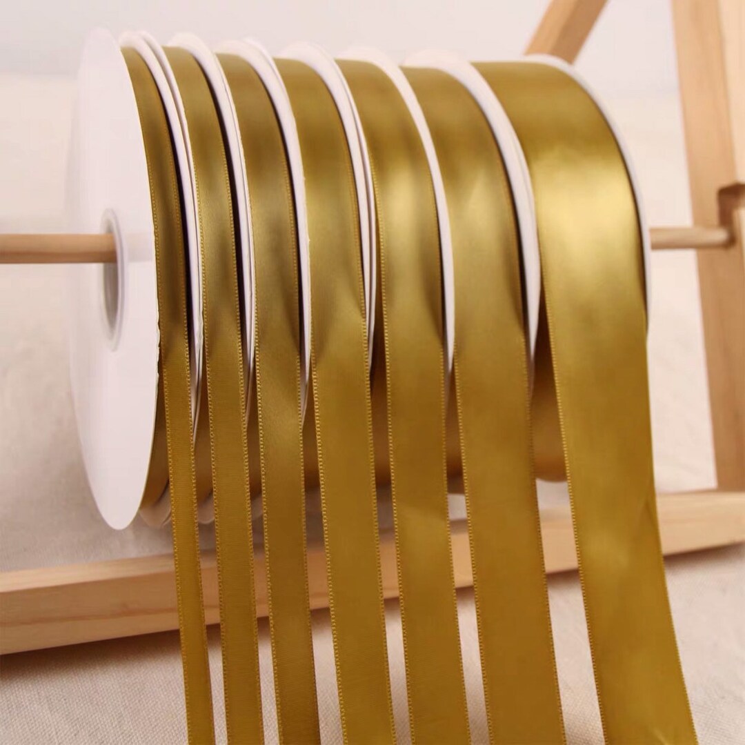 Gold Satin Polyester Ribbon Roll Wholesale • Christmas Gift Wrapping ...