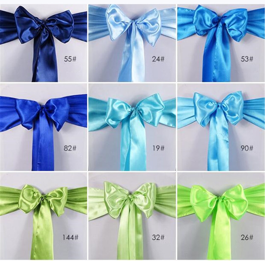 Blue Green Satin Chair Sashes Chair Bows Chair Ties Sash for Chair ...