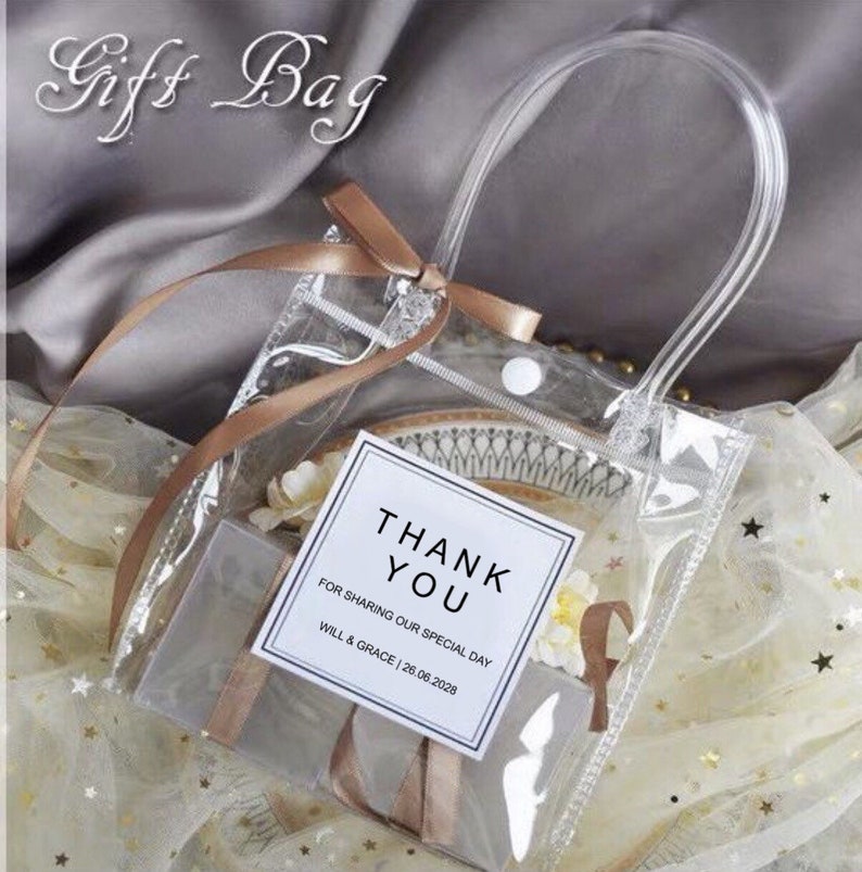 100x Clear PVC Wedding Plastic Favor Bags With Handle and Etsy Australia
