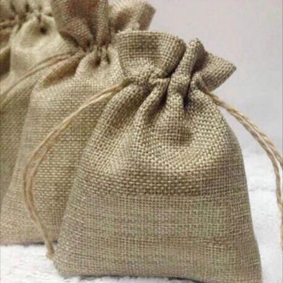 100x Hessian Burlap Pouch Bags | Rustic Wedding Favor Bags Baby Shower Baptism Christening Gift Bag | Product Packaging Jewellery Candle Bag