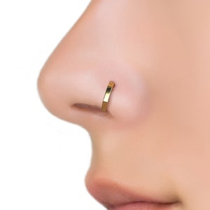 Gold Nose Ring, Nose Ring Hoop, Nose Jewelry, Nostril Piercing, Gold Vermeil Nose Ring, Hexagon Nose Hoop, Unique Nose Ring, Small Nose Hoop