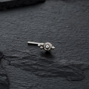 Silver Mandala Nose Stud, Flower Nose Stud, Silver Nose Pin, Tiny Nose Stud, Boho Nose Stud, Nose Piercing, Indian Jewelry, Floral Nose Stud