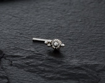 Silver Mandala Nose Stud, Flower Nose Stud, Silver Nose Pin, Tiny Nose Stud, Boho Nose Stud, Nose Piercing, Indian Jewelry, Floral Nose Stud