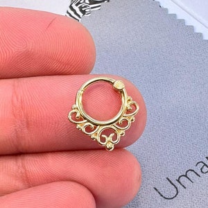 Septum Ring, Tribal Septum Jewelry, 16g Septum Clicker, Septum Piercing, Clicker Septum Ring, Unique Septum Ring, Septum Nose Ring