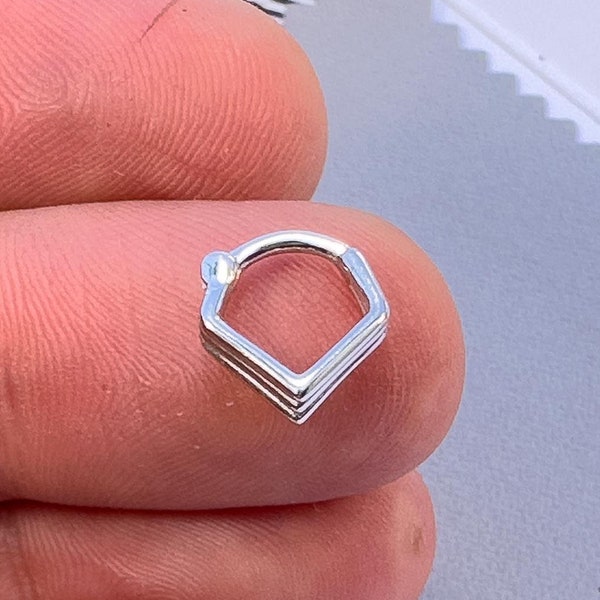 V Shape Septum Ring Sterling Silver, 3 Tier Stacked Septum Ring, Septum Ring Hoop, Septum Jewelry, Layered Septum Hoop, Septum Piercing