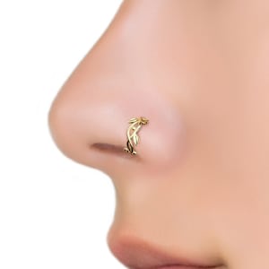 Anneau de nez anneau à cliquet, anneau de nez or, anneau de nez anneau bohème, piercing nez, bijoux de nez, cerceau de nez feuille unique, anneau de nez bohème