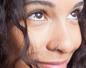 Nose Ring Hoop Silver, Chain Nose Ring, Nose Piercing Jewelry, Unique Nose Hoop, Clicker Nose Hoop, Nose Ring Jewelry, Hoop Nose Ring