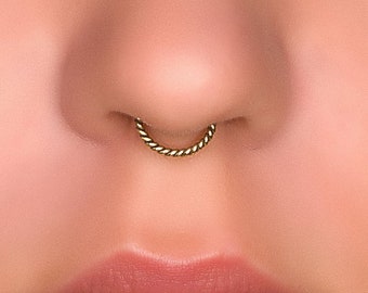 Anneau de septum de fil torsadé pour nez non percé, faux piercing de nez, faux piercing de septum, anneau de faux septum, faux anneau de septum, faux cerceau de nez