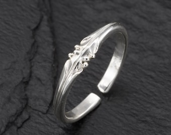 Anillo de punta de banda delgada, anillo de punta de plata, anillos de punta para mujer, anillo de punta ajustable, anillo midi, anillo de plata esterlina