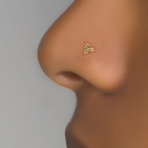 Gold Nose Stud, Indian Nose Stud, Tiny Nose Stud, Nose Stud L Shape, Flower Nose Studs L Shap