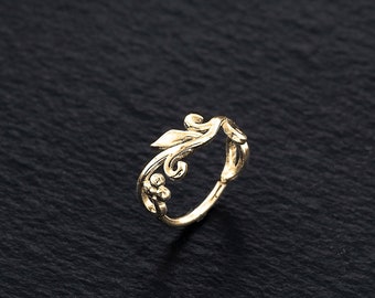 Gold Leaf Nose Hoop, Small Nose Ring, Unique Body Jewelry, Gold Nose Ring, Nose Piercing, Dainty Gold Hoop, Nature Inspired, Pierced Nose