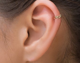 Leaf Helix Earring, Cartilage Jewelry, Helix Piercing, Unique Body Jewelry, Gold Helix Hoop, Cartilage Earring, Boho Helix Hoop Ring