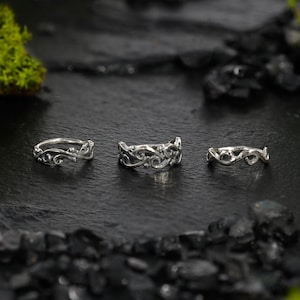Set of 3 Silver Nose Hoops, Bohemian Nose Hoops, Sterling Silver Nose Ring, Dainty Nose Ring, Nose Piercing, Silver Nose Rings Set