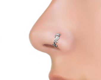 Silver Leaf Nose Ring, Dainty Nose Hoop, Unique Jewelry, Silver Nose Ring, Nose Piercing, Boho Nose Hoop, Nature Jewelry, Pierced Nose