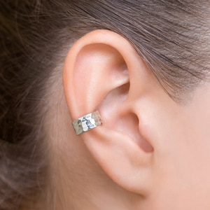 Silver Ear Cuff, Ear Cuff Clip On, Ear Cuff Non Pierced, Hammered Ear Cuff
