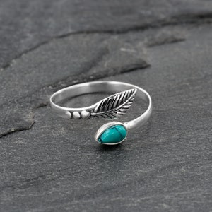Koral Jewelry Sterling Silver Synthetic Turquoise Adjustable Midi Knuckle/Toe Ring 