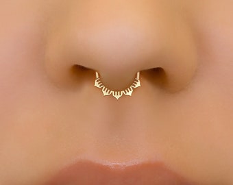 Indian Fake Septum Ring, Minimalist Faux Septum, Tribal Septum Cuff, Gold Fake Septum Ring, Tribal Faux Septum Ring, Fake Piercing