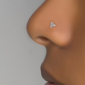 Flower Nose Stud, Indian Nose Stud, Tiny Nose Stud, Nose Stud L Shape, Silver Nose Studs