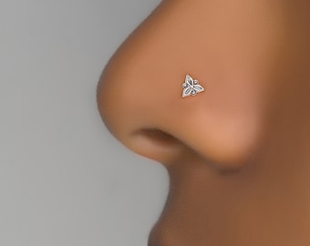 Flower Nose Stud, Indian Nose Stud, Tiny Nose Stud, Nose Stud L Shape, Silver Nose Studs