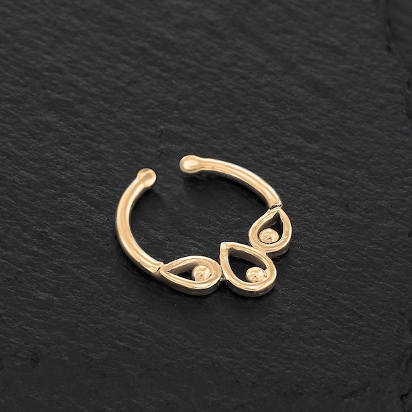 Tear Drop Fake Septum Ring for Non Pierced Nose, Dainty Faux Septum No Piercing Needed, Septum Cuff, Gold Septum Ring, Unique Nose Jewelry