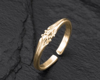 Anneau d'orteil de bande mince, anneau d'or d'or, anneau réglable, anneau d'or d'or de bande, anneau d'orteil pour des femmes, anneau pour l'orteil, anneau de Midi