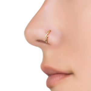 Solid Gold Nose Ring, Indian Nose Ring, Nose Ring Hoop, Gold Nose Hoop, Gold Nose Piercing, Nose Jewelry, Hoop Nose Ring, Unique Nose Ring image 2