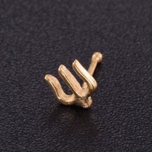 Brass Nose Piercing, Indian Nose Stud, Gold Nose Stud, Nose Jewelry, Nose Stud Gold, Shiva Trishul, Nose Piercing