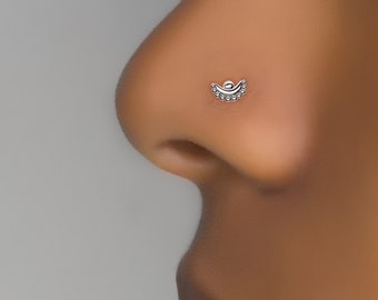 Indian Nose Stud, Flower Nose Stud, L Shape, Tiny Nose Stud, Silver Nose Stud