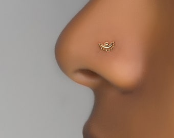 Tiny Indian Nose Stud, Gold Nose Stud, Flower Nose Stud, L Shape, Tiny Nose Stud