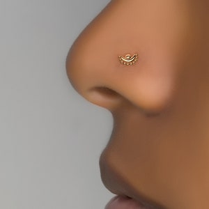 Tiny Indian Nose Stud, Gold Nose Stud, Flower Nose Stud, L Shape, Tiny Nose Stud