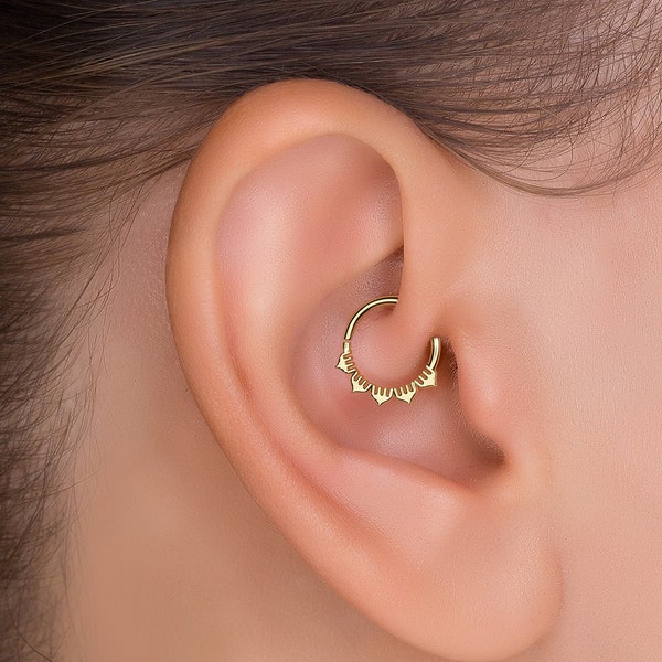 Dainty Daith Earring, Minimalist Daith Hoop, Gold Daith Ring, Daith Piercing, Indian Daith Earring, Unique Hoop Earring, Daith Jewelry