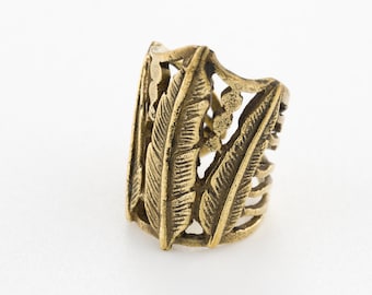 Gold Ear cuff, Feather Earcuff, Non Pierced Ear Cuff