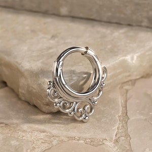 Stacked Septum Ring, Sterling Silver Septum Hoop, 16g Septum Ring, Septum Clicker, Septum Piercing, 925 Sterling Silver, Layered Septum