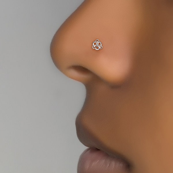 Indian Nose Stud, Tiny Indian Nose Stud, Gold Nose Stud, Flower Nose Stud, L Shape, Tiny Nose Stud