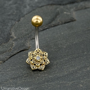 Belly Ring, Belly Button Ring, Gold Belly Ring, Belly Button Rings, Belly Piercing, Flower Belly Ring