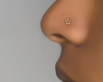 Tiny Flower Nose Stud Indian Nose Stud Gold Nose Stud L Shape Flower Nose Piercing Nose Piercing