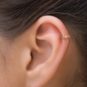 Indian Helix Ring, Statement Tragus Hoop, Gold Tragus Ring, Gold Helix Piercing, Helix Jewelry, Hoop Helix Ring, Unique Helix Ring