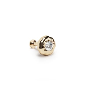 14K Solid Gold Tragus Earring, Tiny 2mm Diamond Piercing Stud, Cartilage Stud, Internally Threaded, Helix Earring, Diamond Cartilage Earring