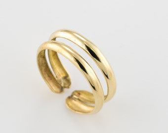 Gold Toe Ring, Foot Accessories, Adjustable Toe Ring, Minimalist Toe Ring, Double Band Toe Ring, Gypsy Jewelry