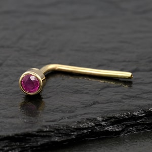 14k Gold Nose Stud, Tiny Nose Stud, Nose Jewelry, Indian Nose Ring, Solid Gold Indian Nose Stud with Ruby Gemstone