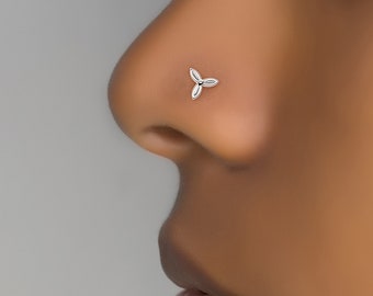 Silver Nose Stud, Indian Nose Stud, Tiny Nose Stud, Nose Stud L Shape, Flower Nose Studs