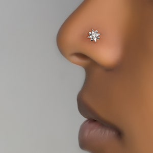 Flower Nose Stud, Indian Nose Stud, Silver Nose Stud, Tiny Nose Stud, L Shape Nose Stud