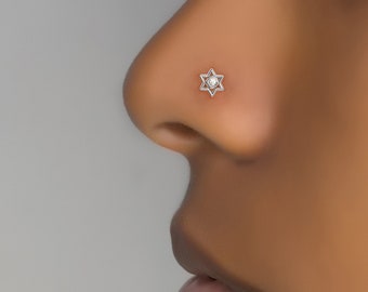 Tiny Nose Stud, Flower Nose Stud, Silver Nose Stud, Indian Nose Stud, L Shape, Nose Piercing