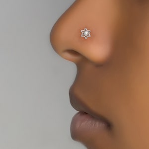 Tiny Nose Stud, Flower Nose Stud, Silver Nose Stud, Indian Nose Stud, L Shape, Nose Piercing