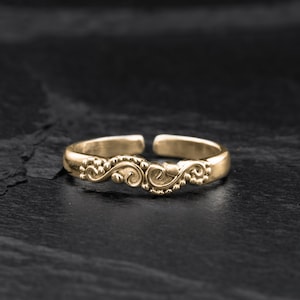 Boho Chic Rings, Thin Stacking Ring, Gold Granulated Ring, Minimalist Ring, Dainty Bohemian Ring, Simple Thumb Ring, Midi Ring